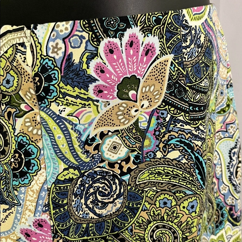 Talbots Multicolor Floral Paisley Print A-Line Cotton Skirt